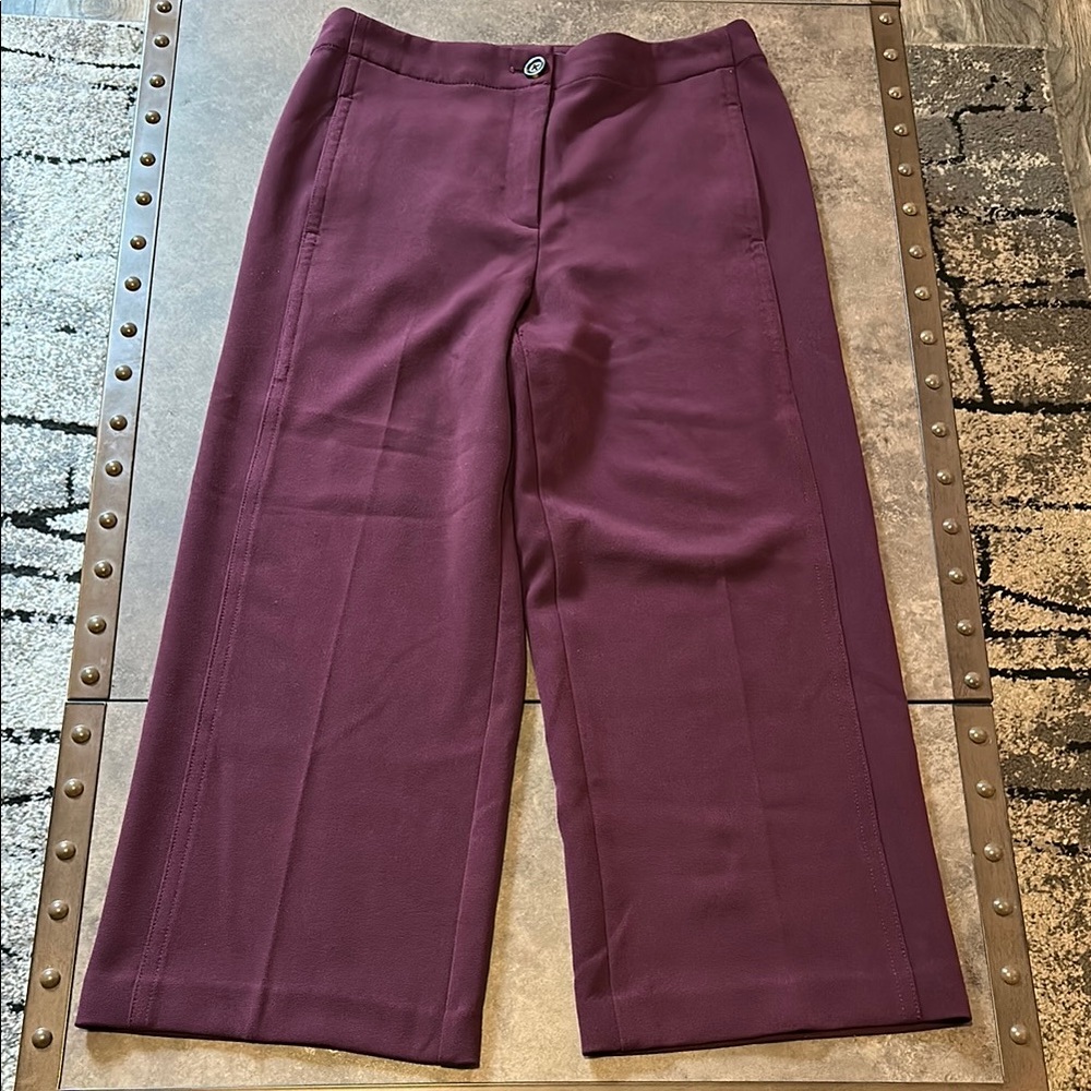 Ann Taylor Purple Wide Leg Pants with Tailored Waistband